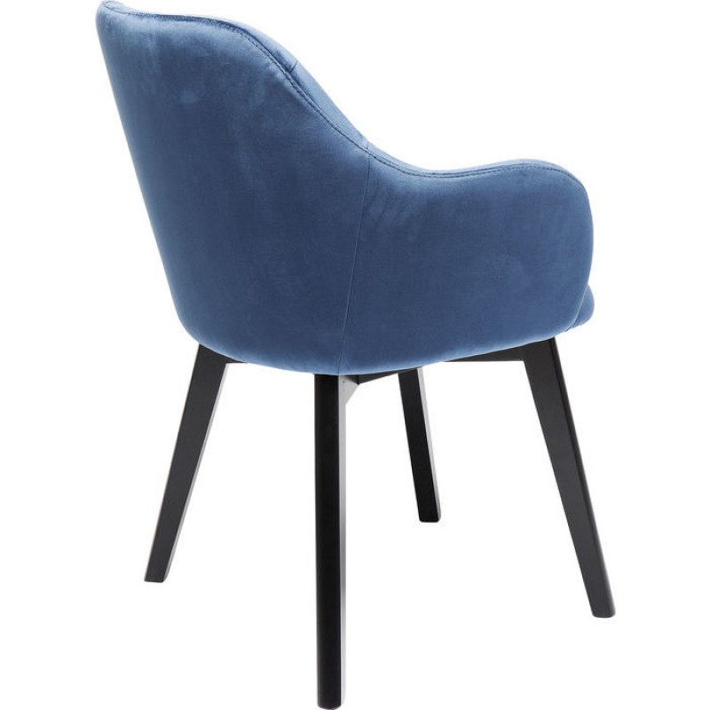 Chair with Armrest Black Lady Velvet Blue